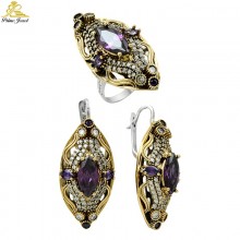 Gümüş Otantik Taşlı Set